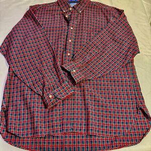 Sir Pendleton Mens XL Button Up 100% Virgin‎ Wool Red Green Tartan Plaid XL